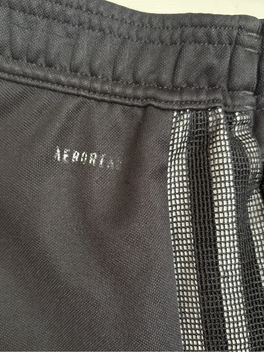 Adidas Black Track Pants w/ White Stripes & Mesh Panels